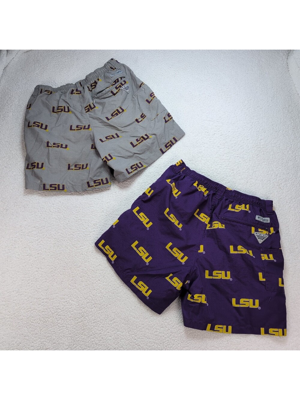Columbia PFG LSU Tigers Swim Trunks Mens Small 6 Lined Shorts Lot of 2